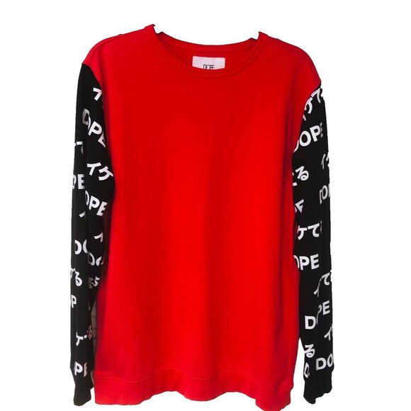 DOPE Shirt Men's L Red Crew Neck Long Sleeves Cotton Blend Sweatshirt - Picture 1 of 4